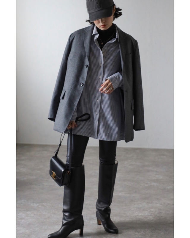 メンズライクビッグシルエットストライプシャツ