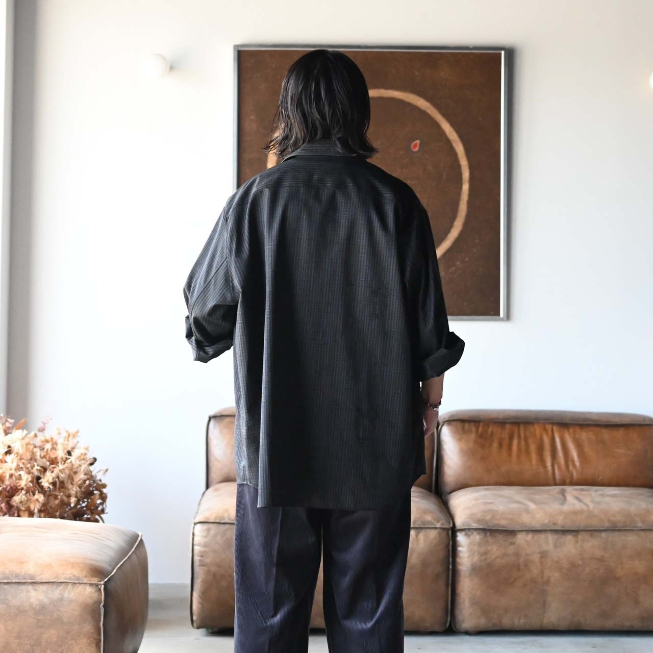 LEH(レー)コーデュロイラップワイドスラックスコーディネート