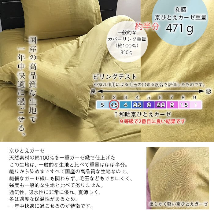 【色: 生成り】掛け布団カバー シングル 綿100％ 日本製 和晒し ガーゼ 1