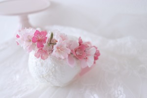 baby newborn 花冠　　桜ピンク　ニューボーンフォト　撮影小物　ベビー