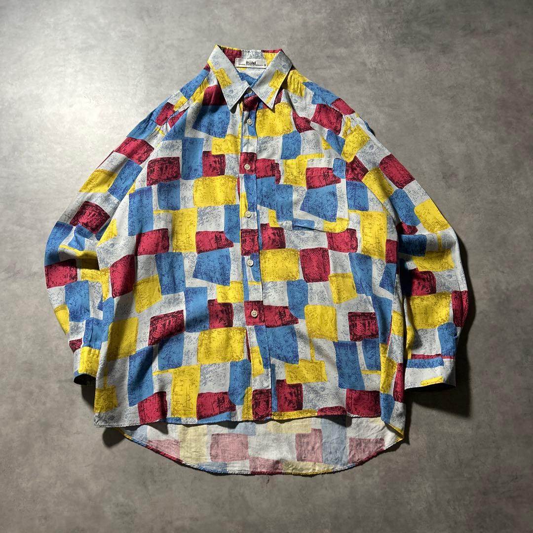 ヴィンテージ 総柄 ドット柄 ヨーロピアン レーヨン デザイン シャツ