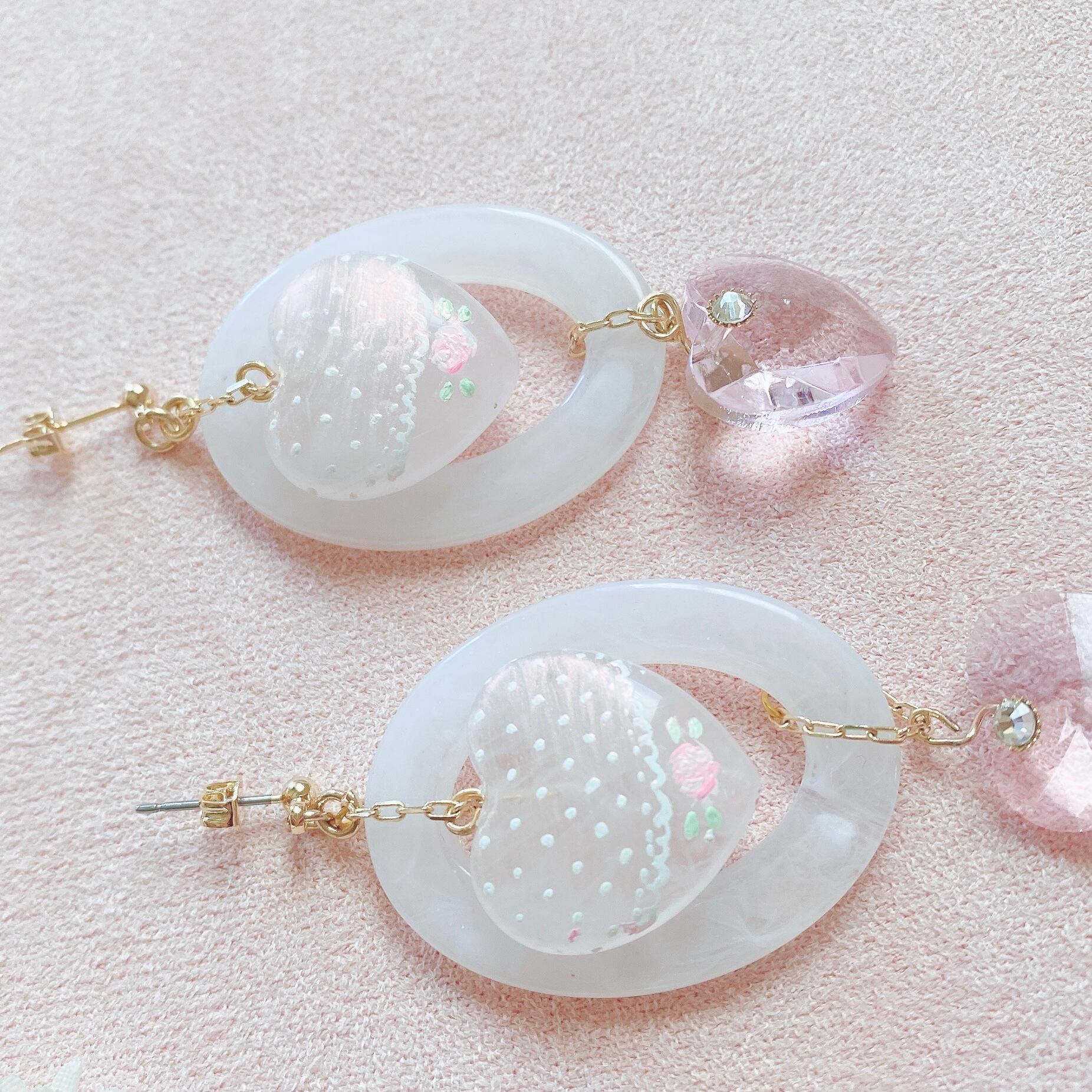 淡雪꙳ ペイント耳飾り(ピアス）