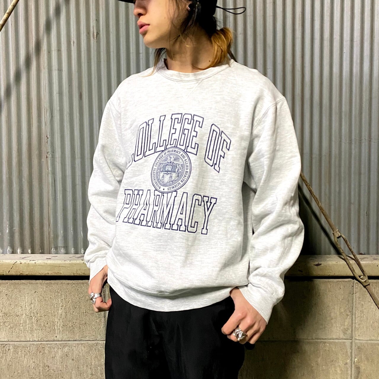 CHAMPION / チャンピオン | 90s VINTAGE ヴィンテージ 刺繍タグ リバースウィーブ 3段 カレッジ プリント 裏起毛 スウェット | XL | ナチュラル | メンズ