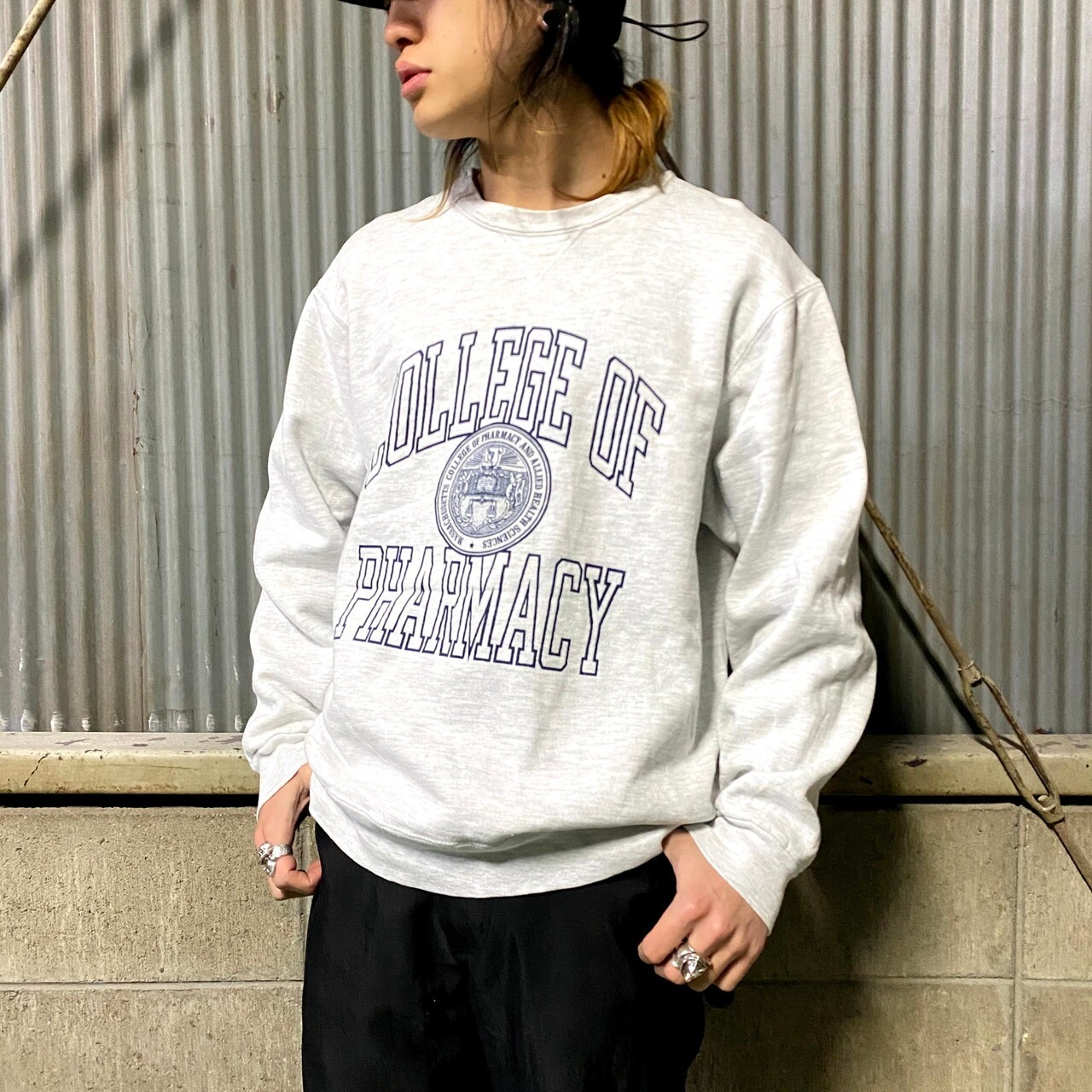 90年代 青刺繍タグ Champion チャンピオン カレッジプリントスウェット 