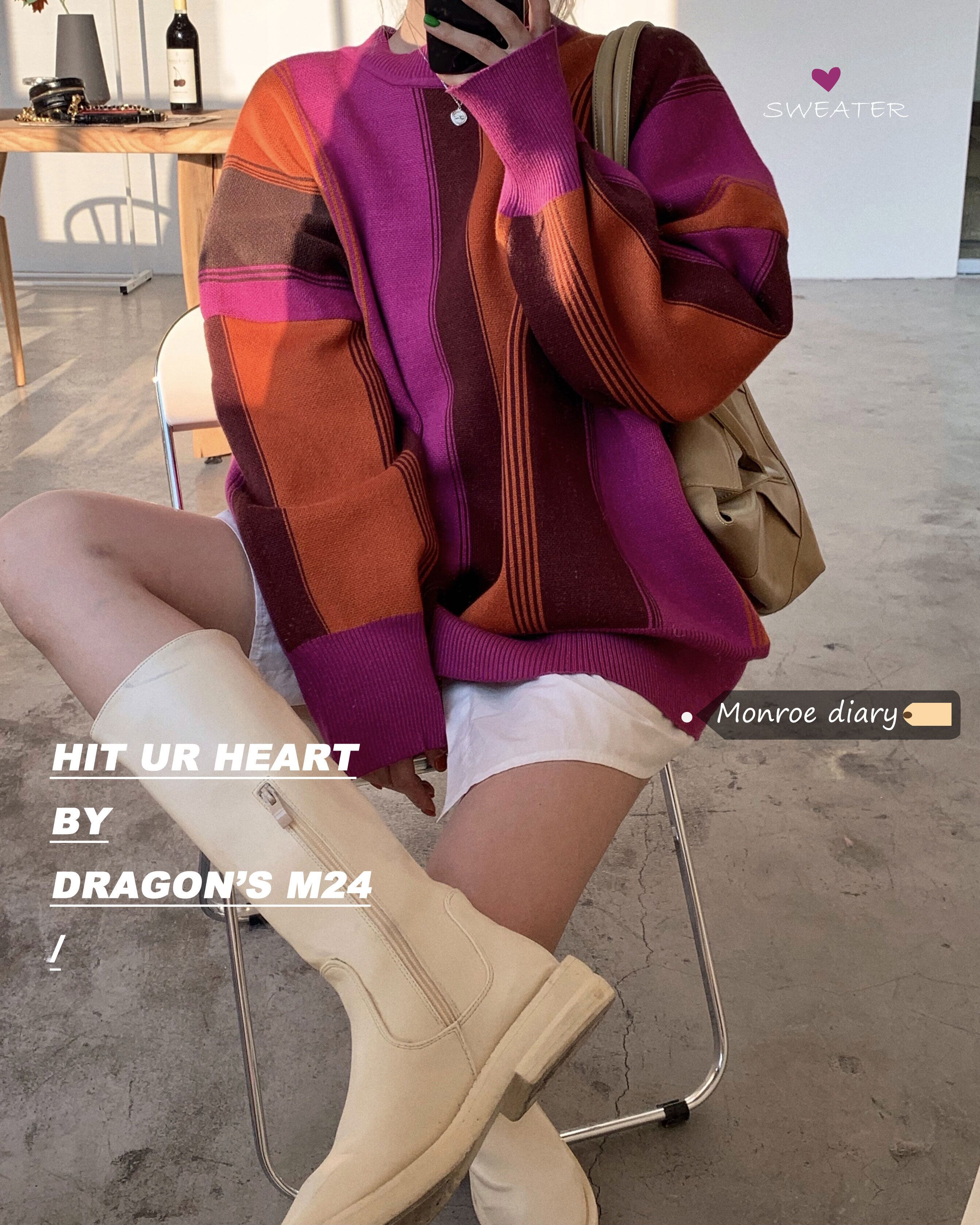 カラーセーター レディーススタンダードスタイルコート ルーズトップス レトロ モンロー38515711005