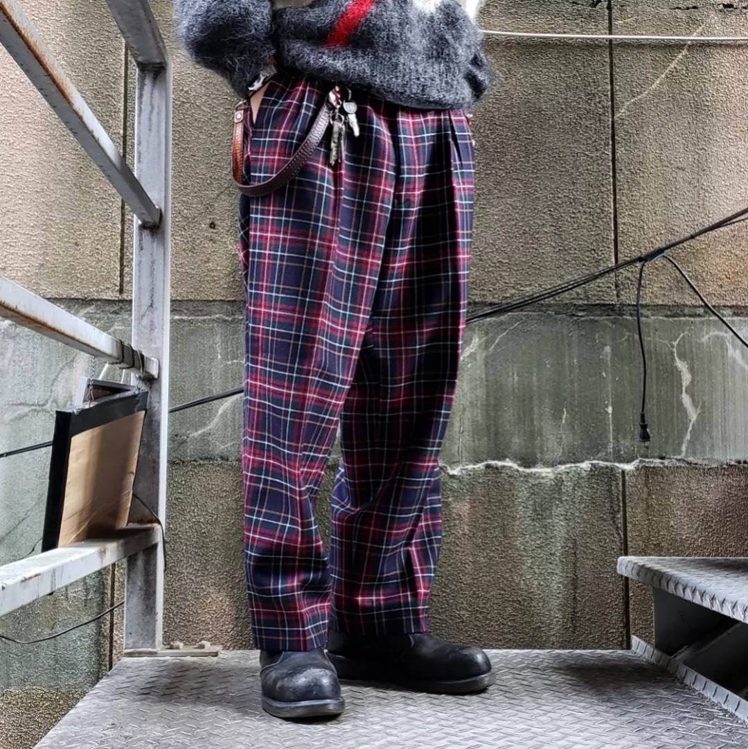 赤系チェック！80s Vintage Cheak Slacks ペグトップ チェック ...