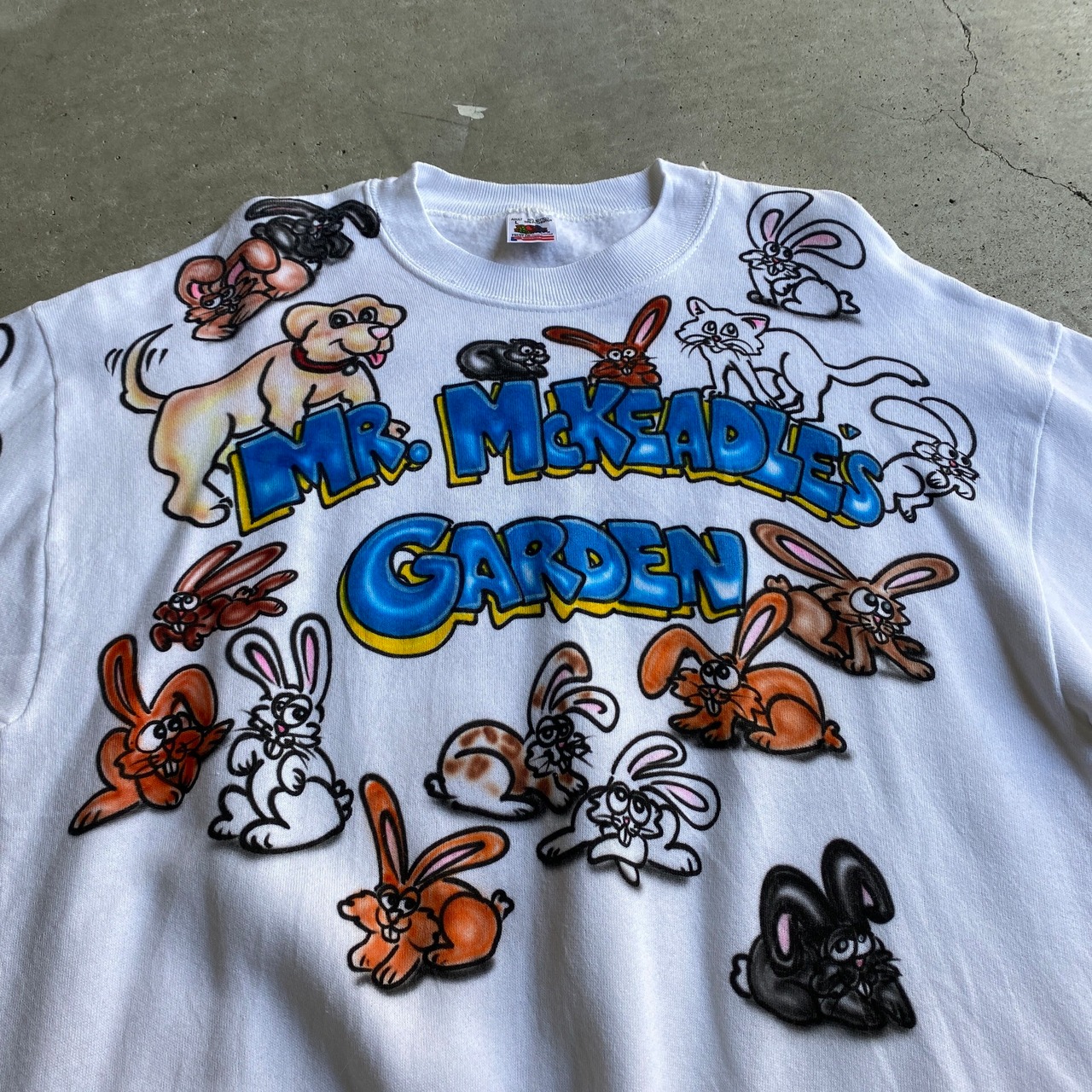 90年代 USA製 エアブラシ ハンドペイント アニマル スウェット メンズL 