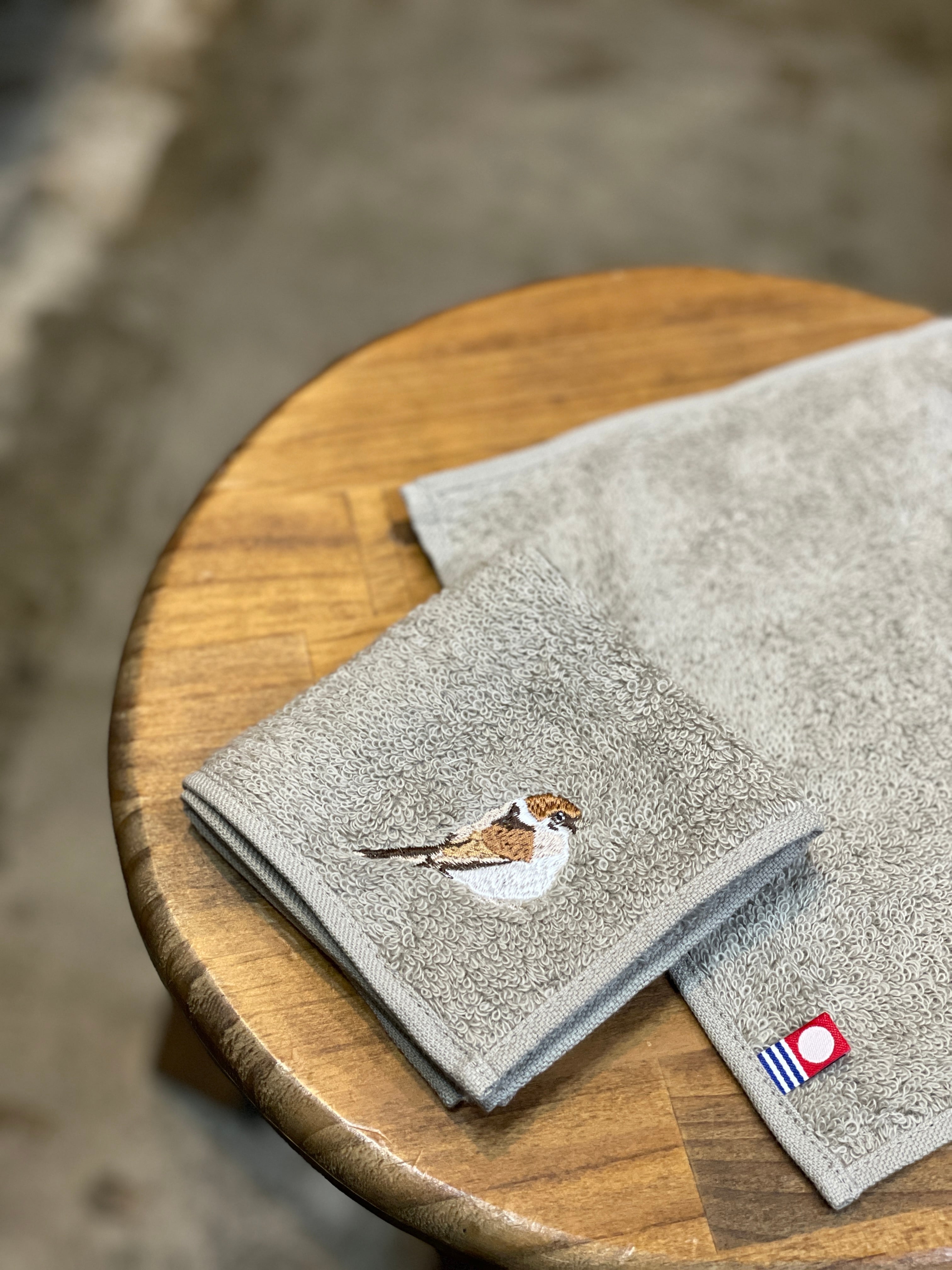 今治タオル グレージュ スズメ ミニタオル ハンカチ すずめ 雀