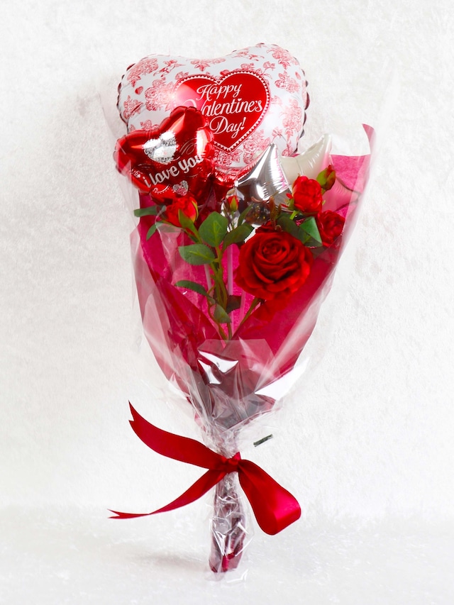 バレンタインブーケギフト バラ バルーン アートフラワー Bouquet La Bou