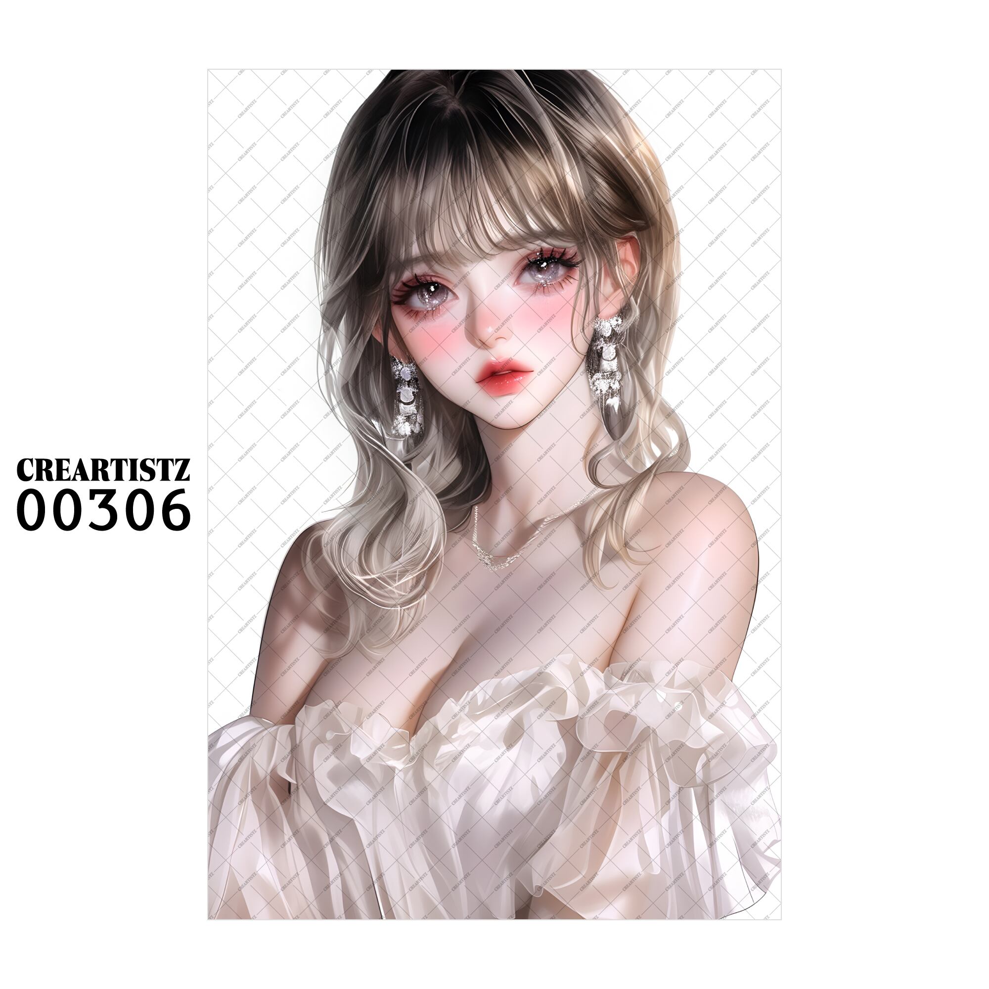 00306 ガール キュート オリジナル ペーパー/ステッカー 4枚セット CREARTISTZ