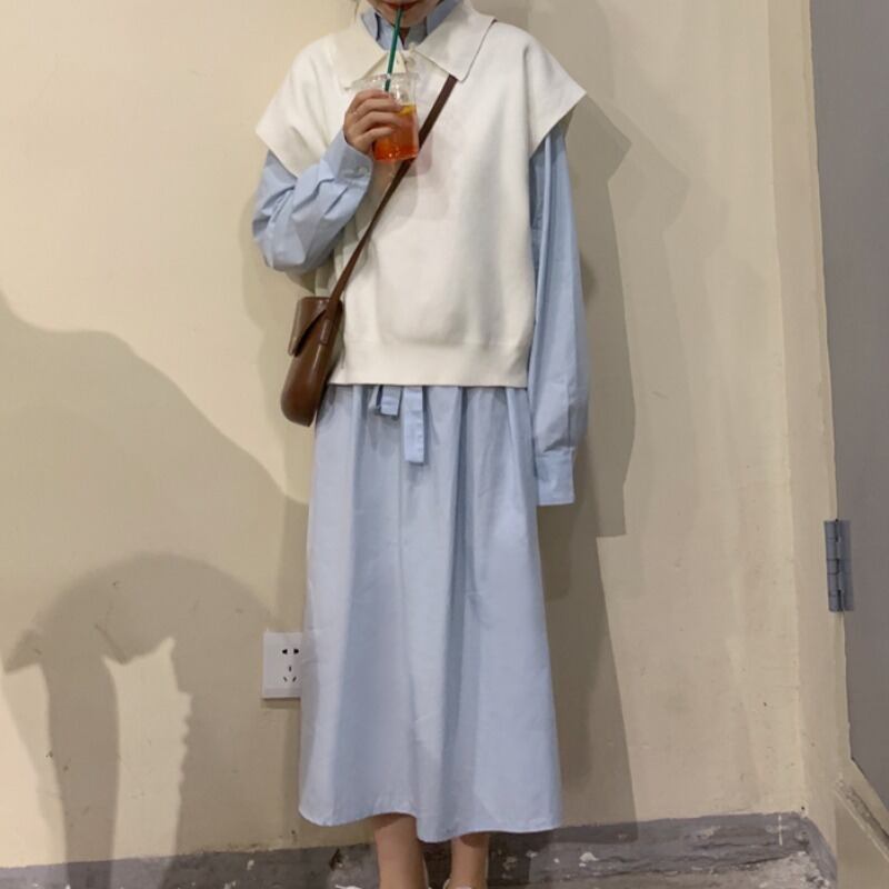 スプリングカラーロング薄手スリムシャツ ドレス 春物 YY-ファッション39445772036