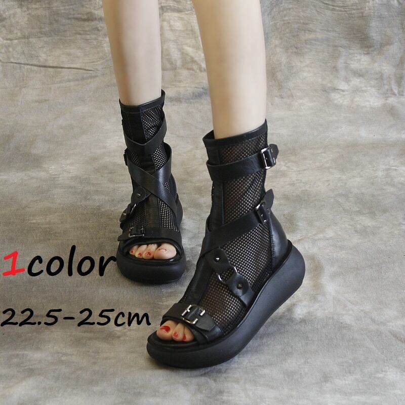 メッシュブーツ レディース 厚底 ブーツ シューズ メッシュ フェイクレザー ジッパー 黒 かわいい 可愛い 日常 デート お出かけ 普段着 ストリート ファッション 10代 20代 大人 コーデ コーディネート 韓国 ファッション オルチャン お取り寄せ 送料無料 hll-0699