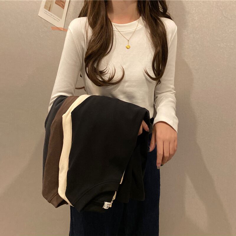 ホワイトシャツ スプリングスタイルラウンドネックTシャツ トップス ロング 春物 Oネック 1号婦人43350568730