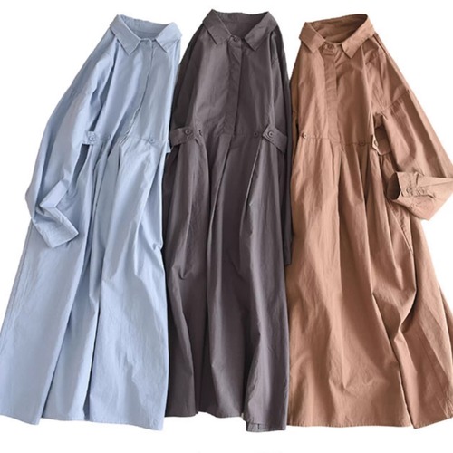 3色／ウエストボタンタックワンピース ・9832