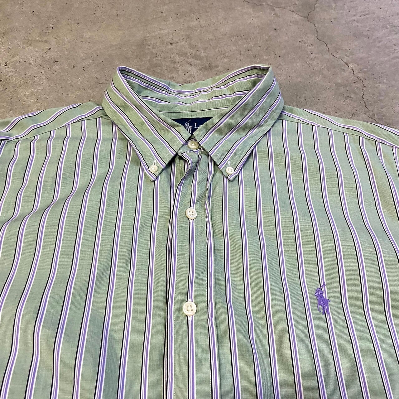 ビッグサイズ Ralph Lauren ラルフローレン グリーン 長袖 マルチストライプシャツ メンズ2XL相当 古着 オックスフォードシャツ ボタンダウンシャツ B.Dシャツ 緑色【長袖シャツ】【AL2109】 | cave 古着屋【公式】古着通販サイト