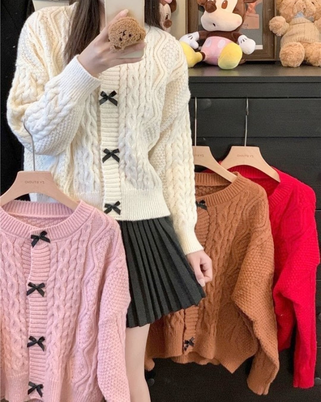 ケーブルニットリボンカーディガン(4 colors) 24W10060