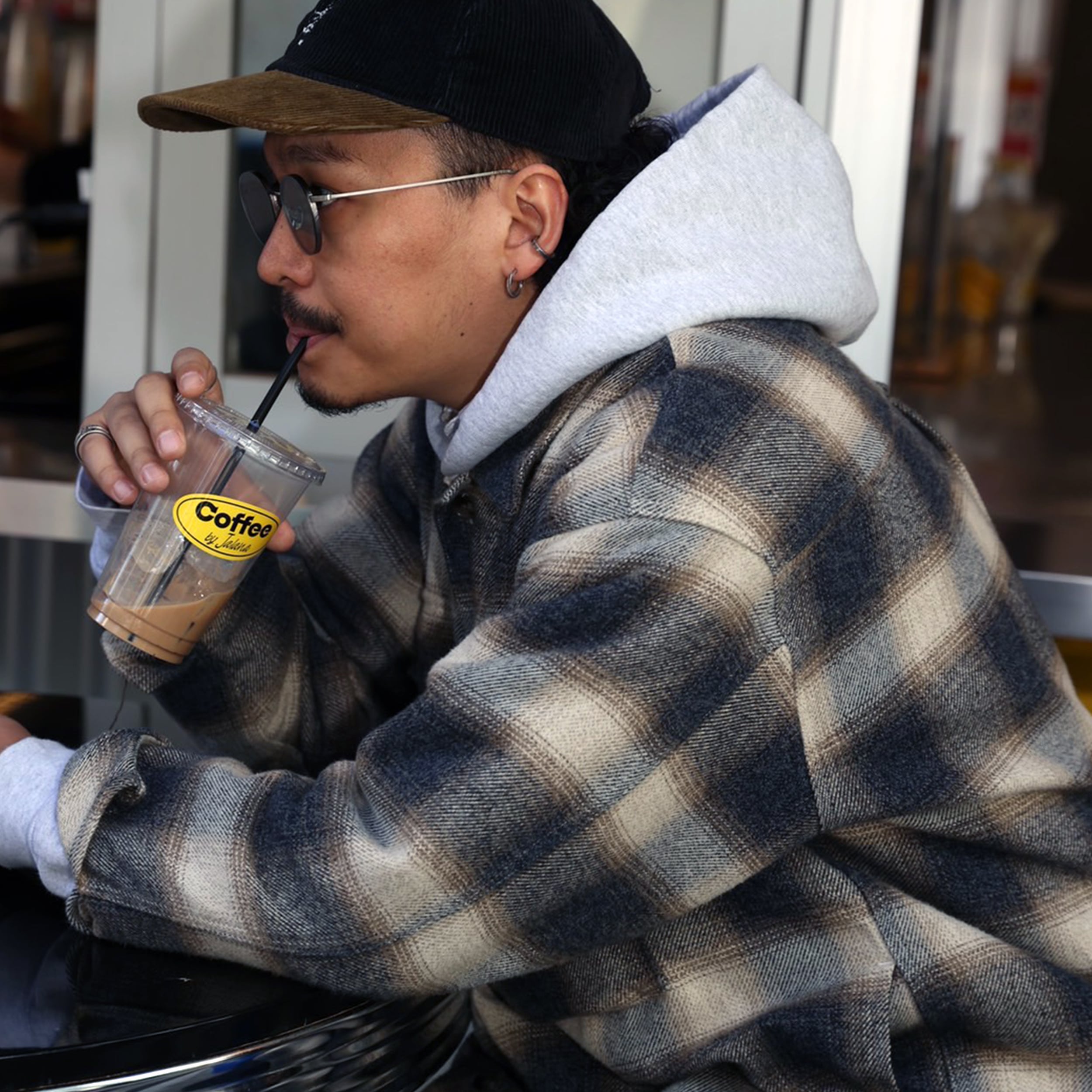 Ombre Check Jacket / Charcoal Brown | andy8sam