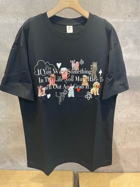 【ブラック】animalプリントtee