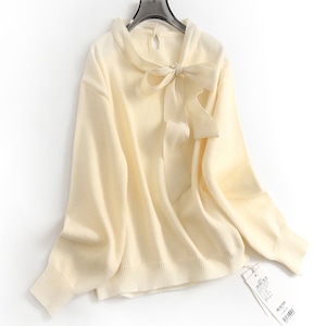 Ribbon tie back button knit TO0846