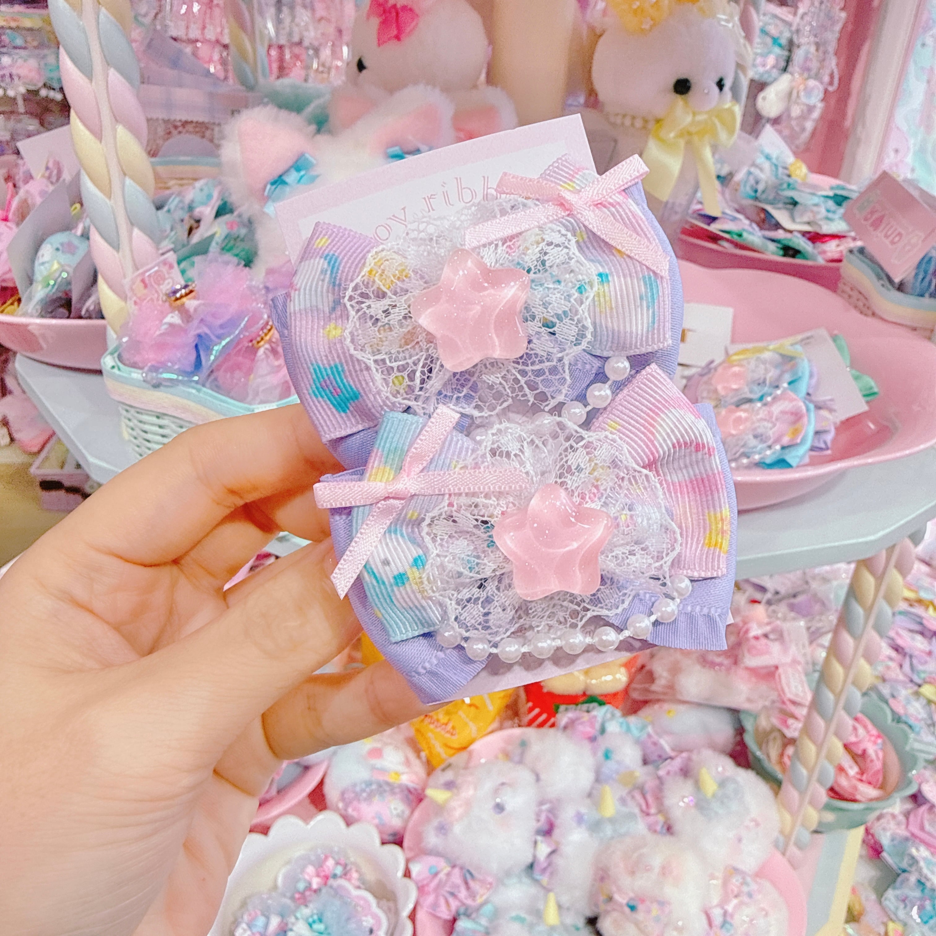 【F7】68-8ツインリボンヘアクリップ