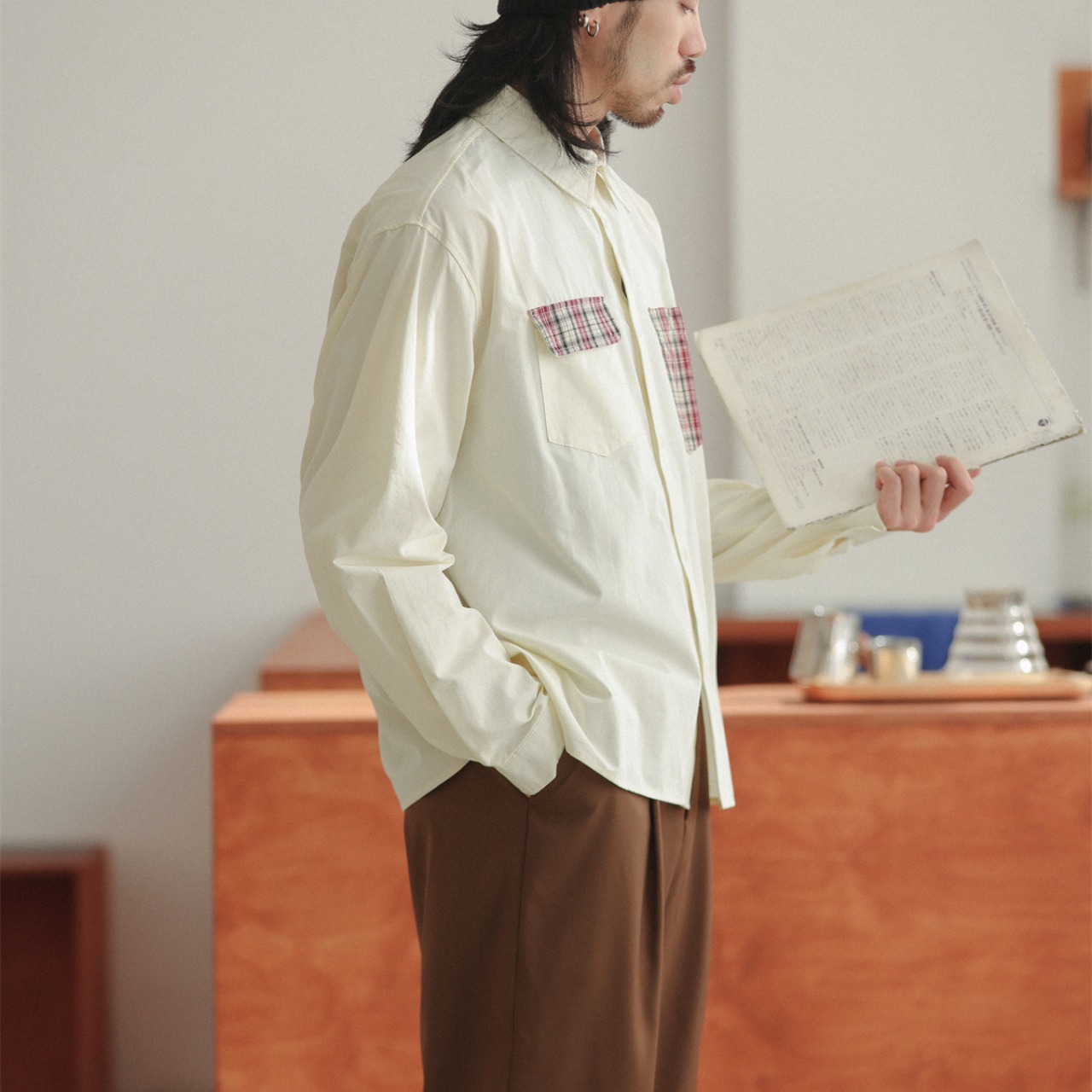 チェックポケット コットンシャツ A1740 - 6