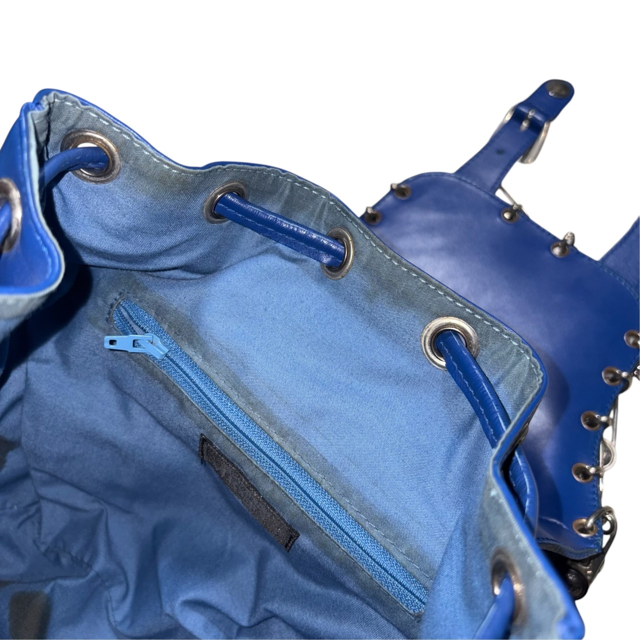vintage GIANNI VERSACE blue leather backpack