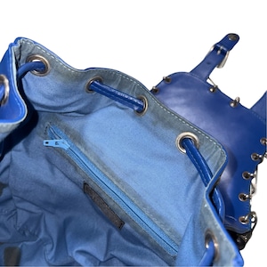 vintage GIANNI VERSACE blue leather backpack