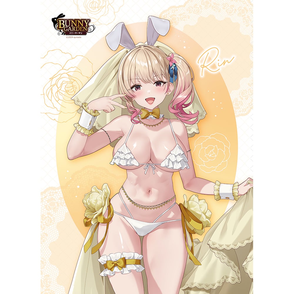 バニーガーデン 描き下ろしB2タペストリー(凜/バニーウエディング水着)Wスエード