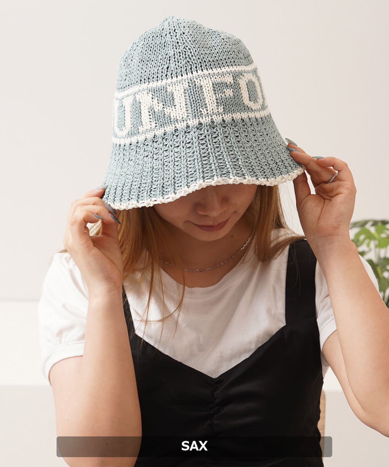 ◆ロゴ編み クロシェハット◆ch-25127