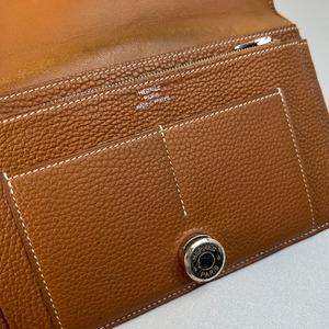 HERMES エルメス  ドゴンＧＭ ＳＶ金具  レザー 札入れ ブラウン A-9896