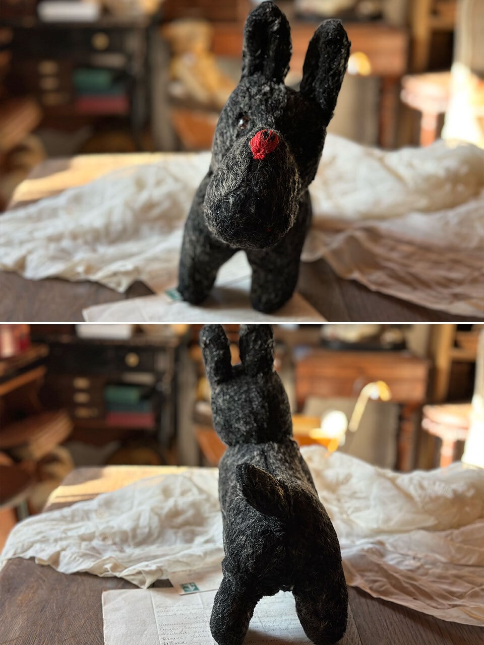 1940年代 黒い犬のぬいぐるみ テリア | Brocante de La Cocotte