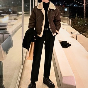 ムートン風ボア襟オーバーサイズスタンドカラーブルゾン　1002