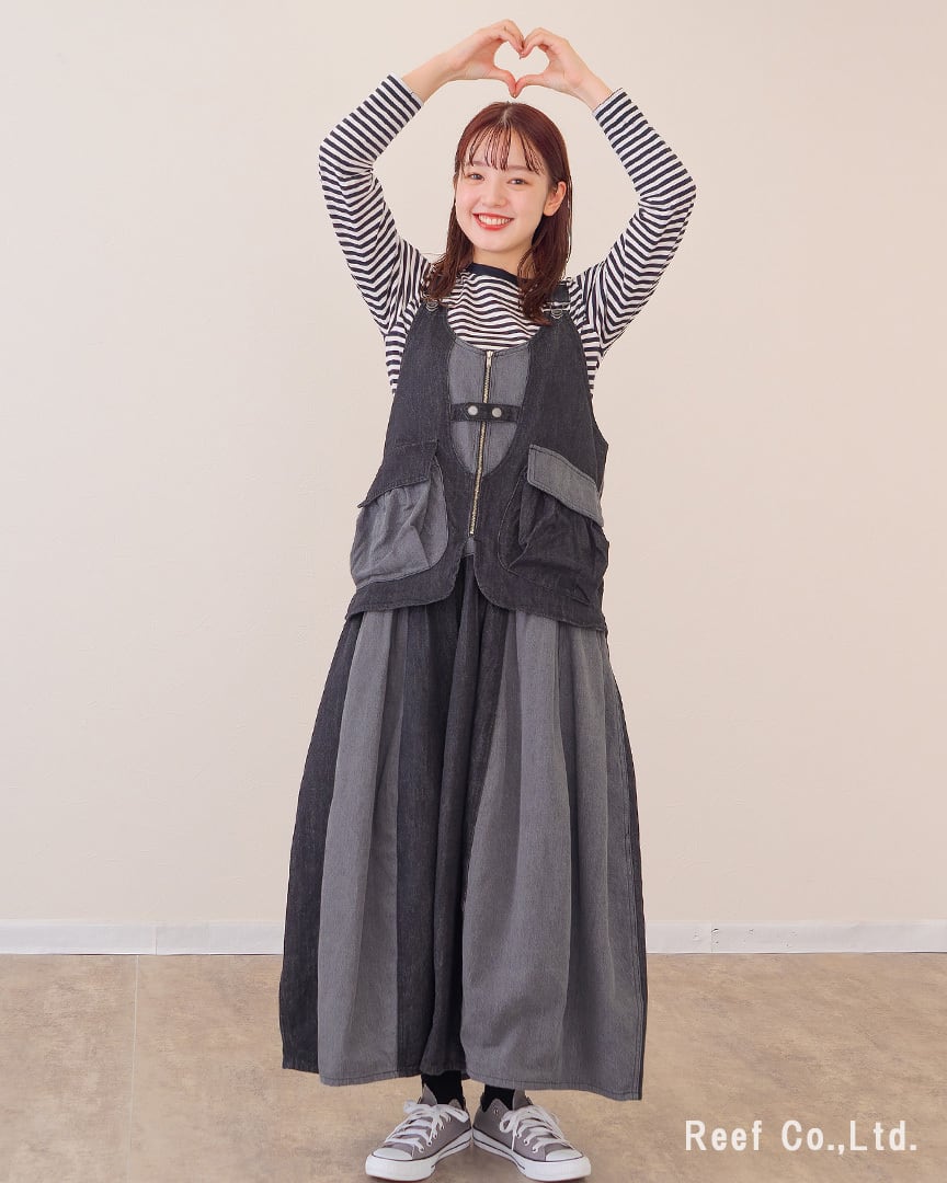 Reef's popular items】レイヤード風切替バルーンデニムジャンスカ ST