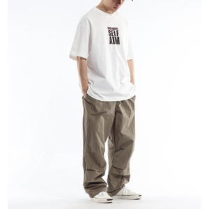 Waist drawstring wide leg pants 0808