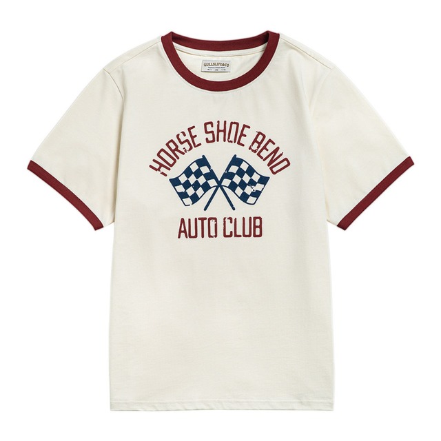 チェッカーフラッグ ヘビーウェイト リンガーTシャツ　L0644