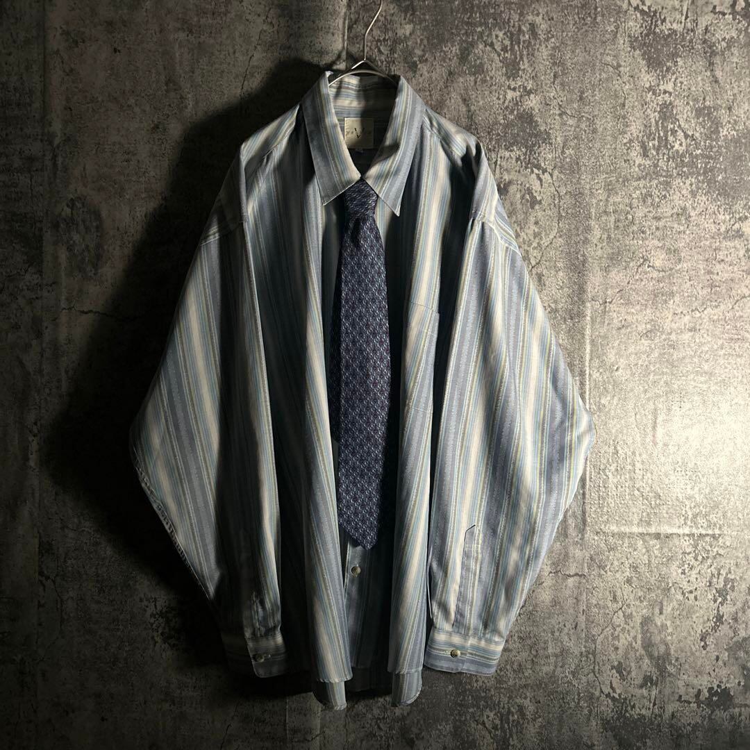 総柄シャツ ニットベスト 総柄ネクタイ デザイン レトロ 