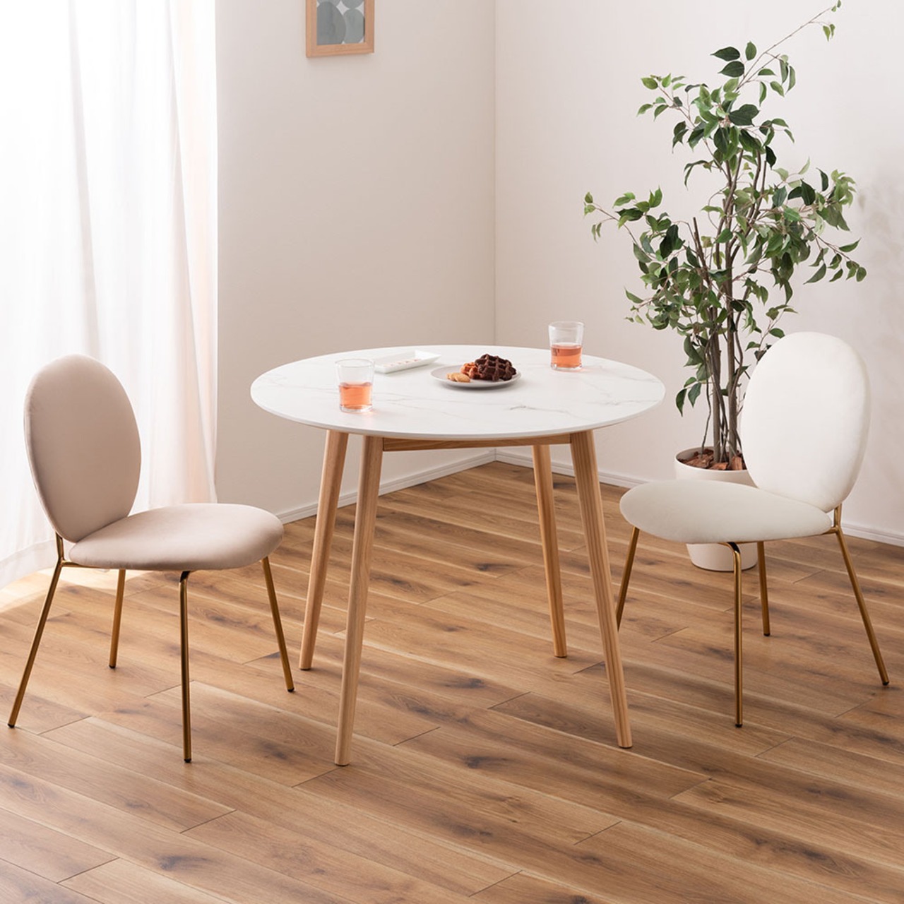 大理石調 ダイニングテーブル ラウンド 幅90cm