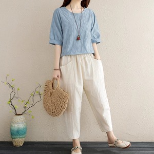 レディース トップス ブラウス カットソー プルオーバー 5分袖 ラウンドネック 襟なし ワイド 薄手 かわいい 大人可愛い きれいめ シンプル カジュアル 上品 おしゃれ かっこいい レトロ アジアン こなれ感 ラフ ガーリー ルーズ 個性的 クール モード系 エレガント モダン 主役級 存在感 とろみ感 抜け感 ラブリー キュート 都会的 ベーシック アクティブ ナチュラル 夏 お出かけ リゾート 旅行 女子会 休日 バカンス カフェ コーデ 楽ちん 普段使い モテ 清楚 M L XL 2XL ゆる