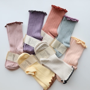 即納【collegien(コレジアン) Delphine  -Lettuce Trim Ribbed Socks-】