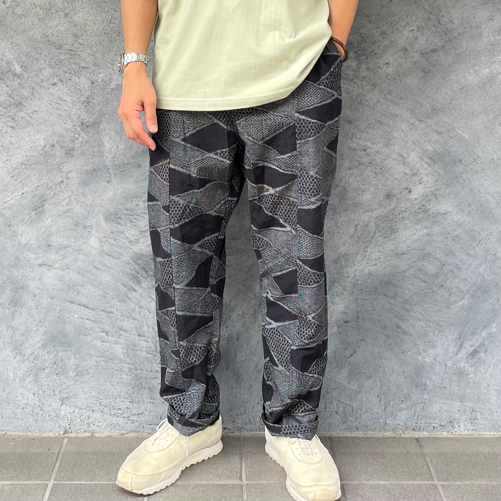 着物リメイクパンツ - kimono elastic waist pants