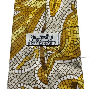 HERMES tile print silk tie