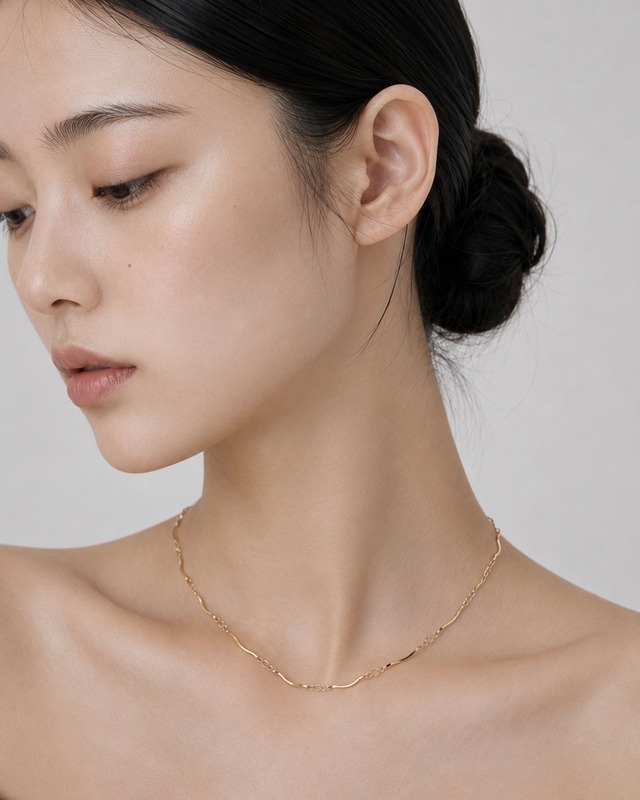 Wavy line necklace【アレルギー対応】