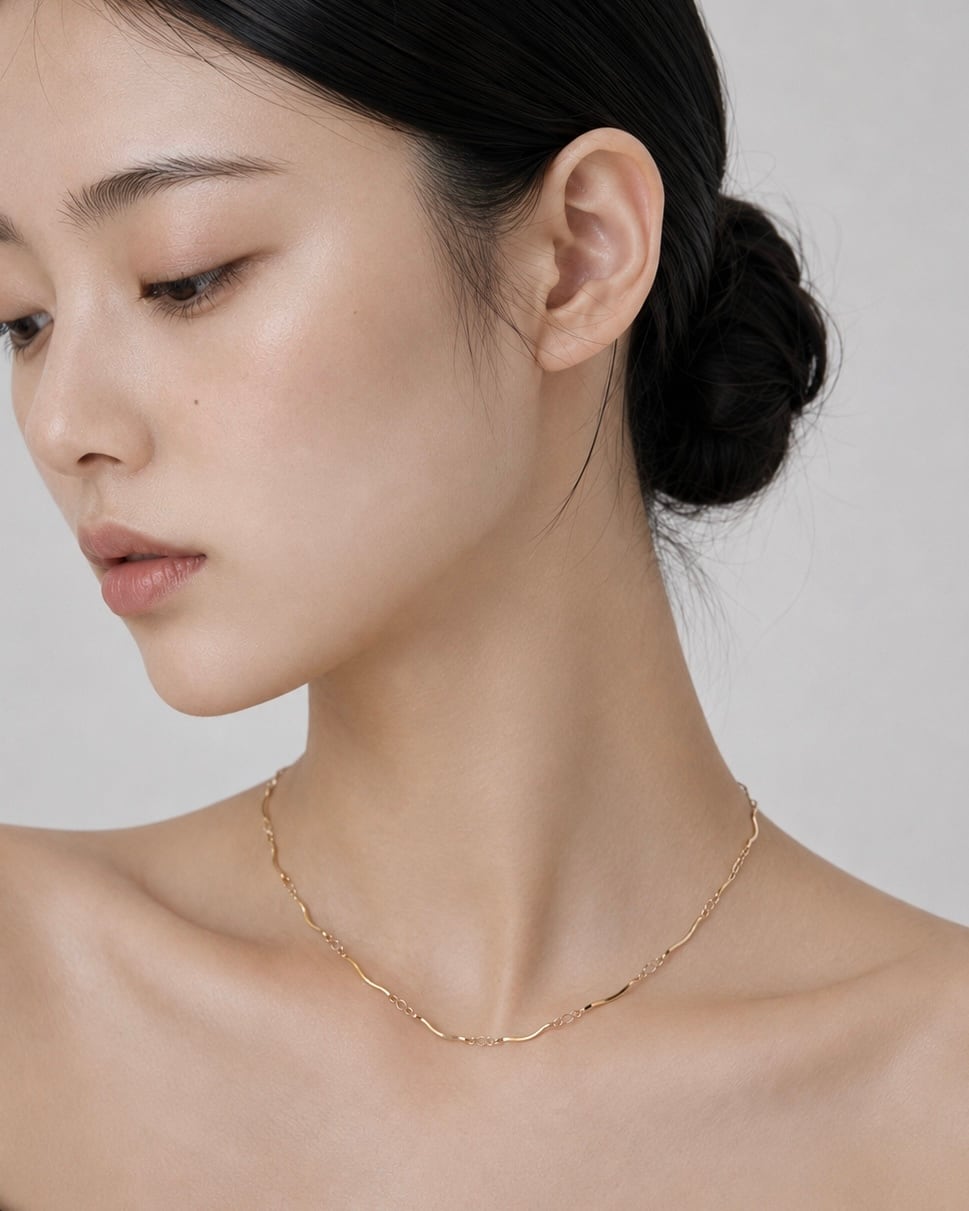 Wavy line necklace【アレルギー対応】