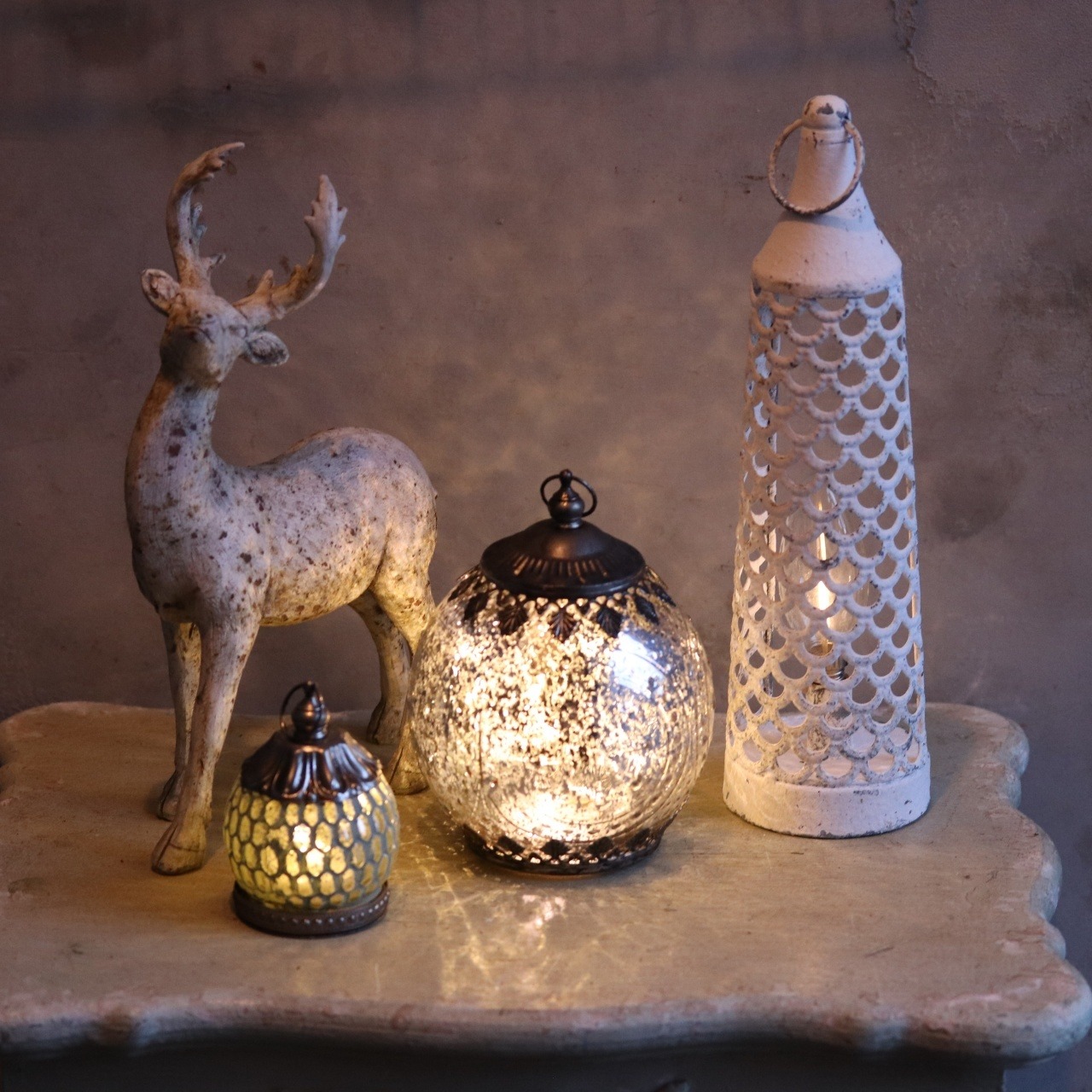 mondimanche ランタン　ペイドLEDランタン｜電池LED　どこにでも飾れてシャビーに