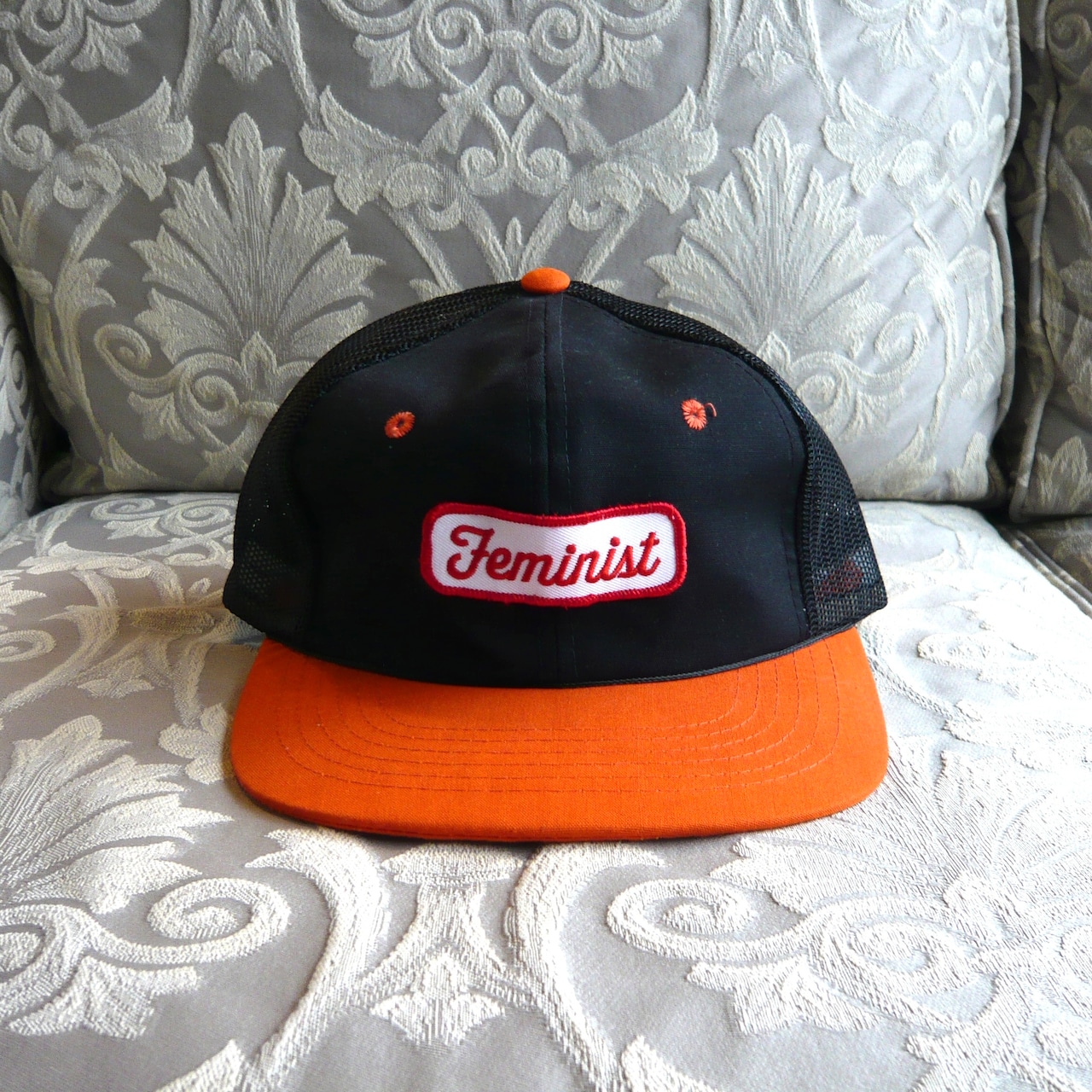 80s feminist MESH CAP