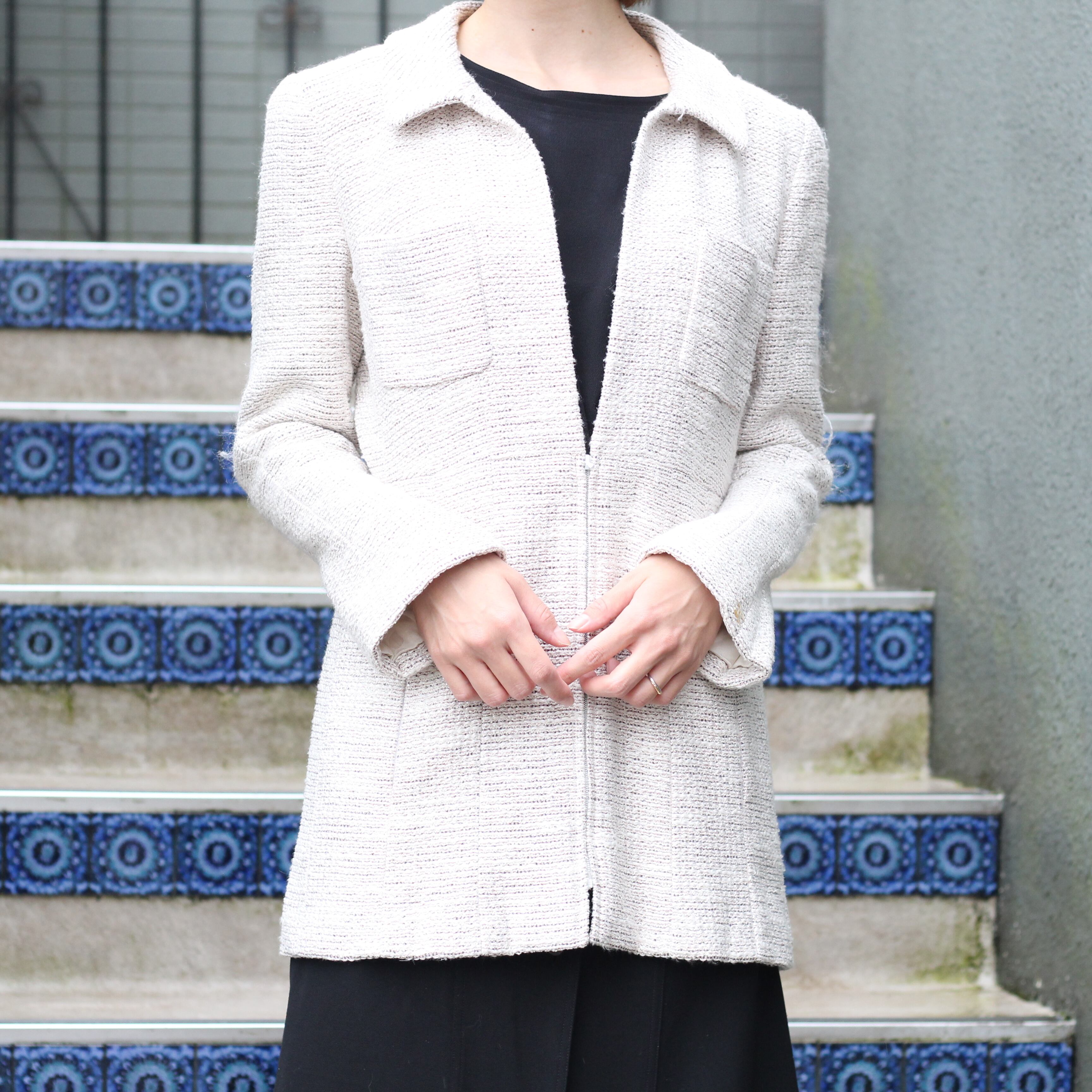 CHANEL 02P COCO MARC HALF ZIP TWEED COATMADE IN FRANCE CHANEL 02P COCO MARC HALF ZIP TWEED COATMADE IN FRANCE