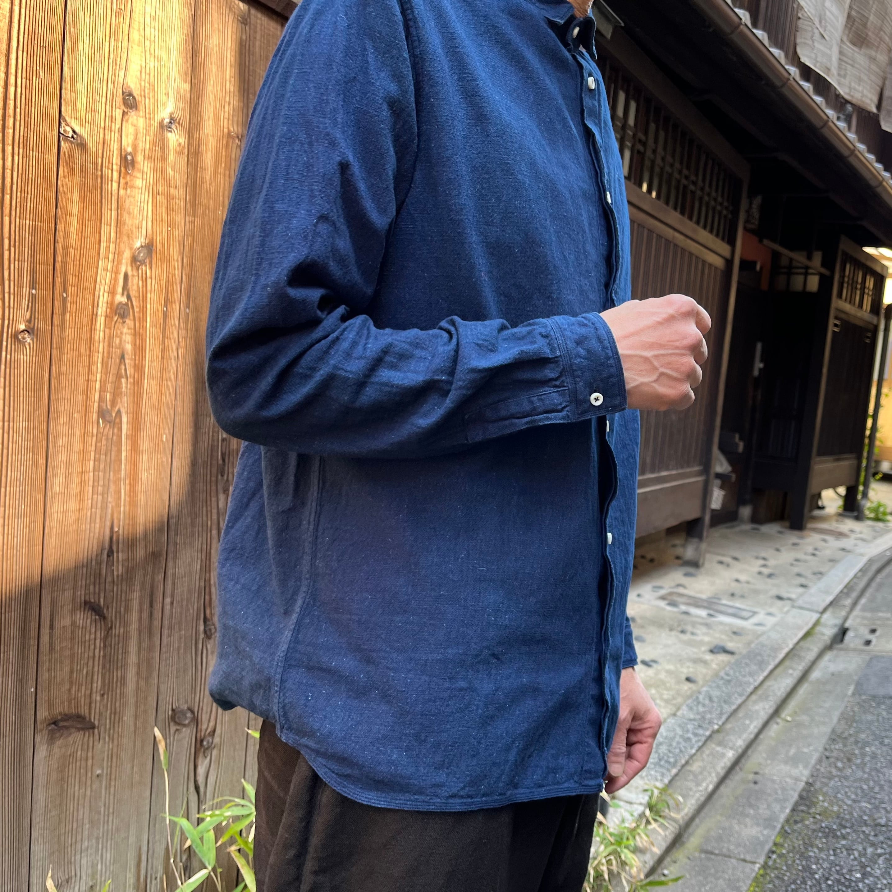 MITTAN SH62-MO 岡崎木綿シャツ(森くみ子さんによる藍染)size MITTAN SH62-MO 岡崎木綿シャツ(森くみ子さんによる藍染)size