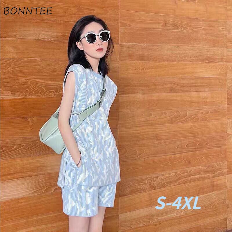 【新作】【送料無料】 ショートセット女性パッチワークノースリーブファッションヴィンテージストリートソフトシンプルなオールマッチ夏服衣装クラシックティーントップ 0233376075132