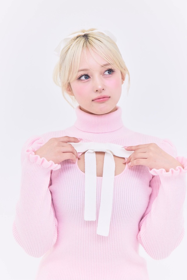 Open ribbon twinkle knit〈baby pink〉