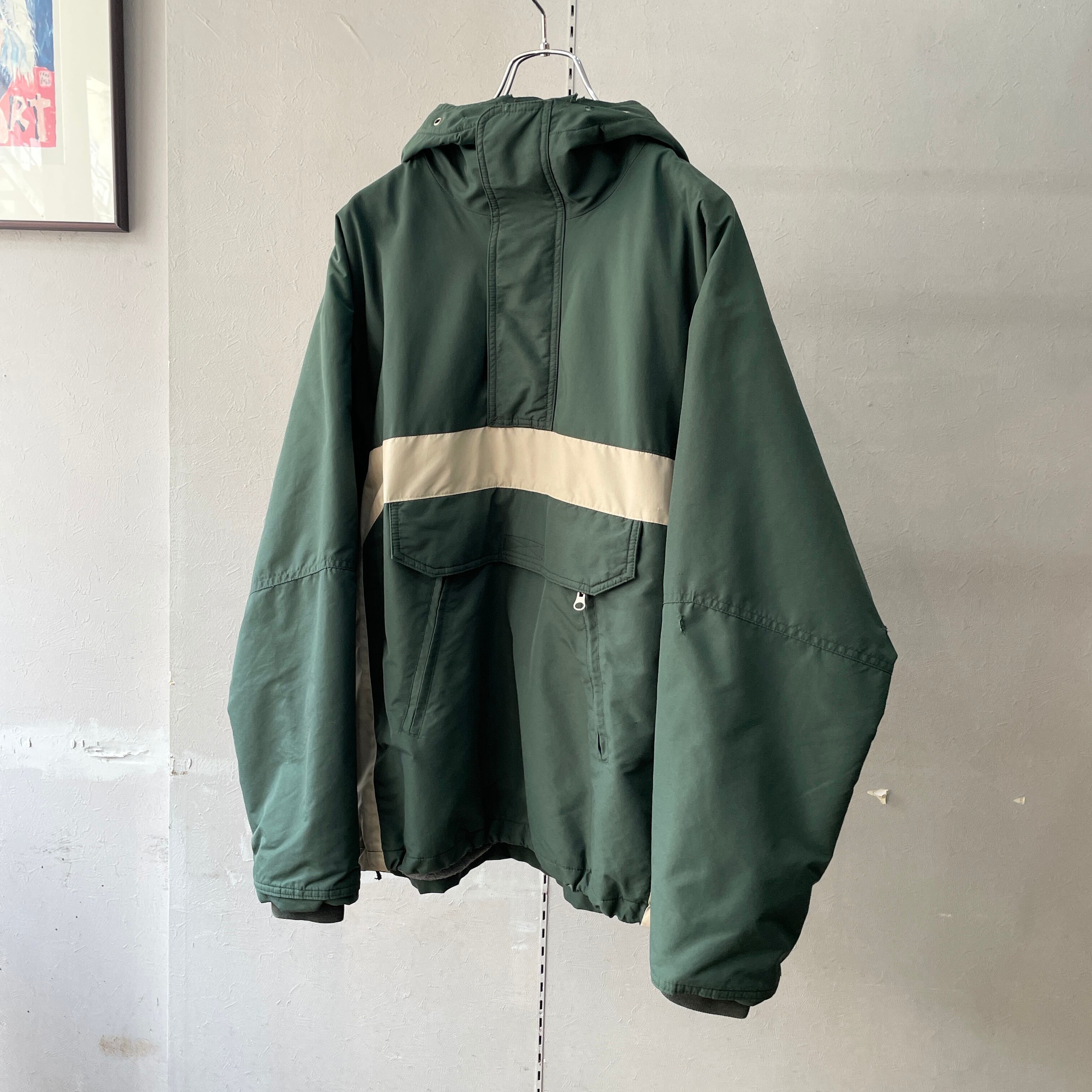 90s ジェイクルー ナイロンアノラックパーカー 裏フリース グリーン M